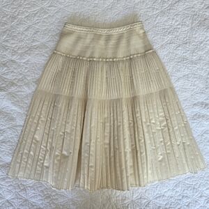 Burberry Pleated Silk Blend Tiered Skirt - Cream